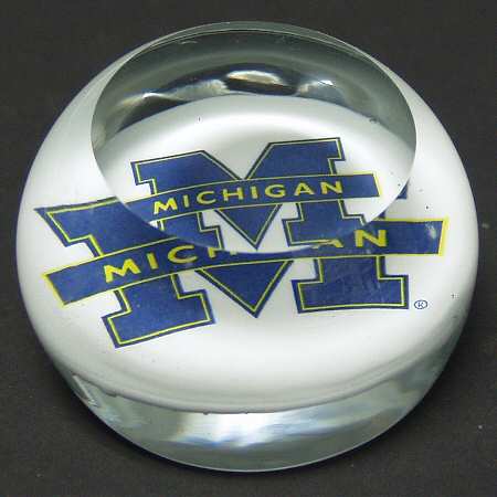 Collegiate Glass Paperweight University Of Michigan - Boxed