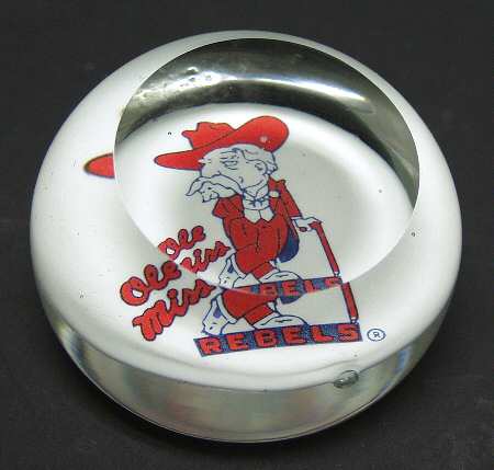Collegiate Glass Paperweight University Of Mississippi-2 - Boxed