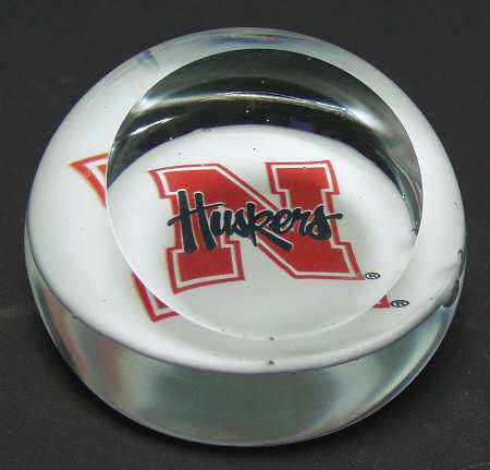 Collegiate Glass Paperweight University Of Nebraska - Boxed