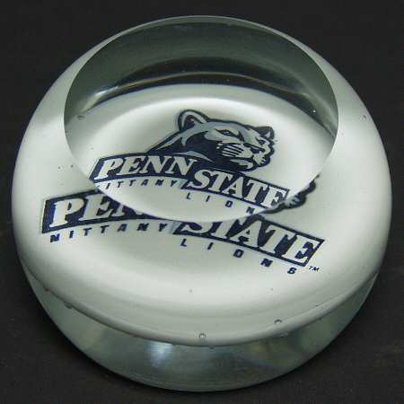 Collegiate Glass Paperweight Penn State University - With Box