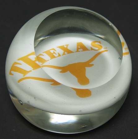 Collegiate Glass Paperweight University Of Texas - Boxed