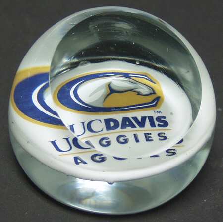 Collegiate Glass Paperweight Uc Davis - Boxed