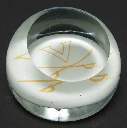 Collegiate Glass Paperweight University Of Virginia-2 - With Box
