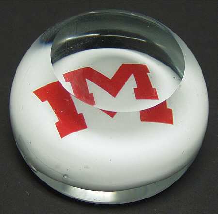 Collegiate Glass Paperweight University Of Mississippi-1 - Boxed