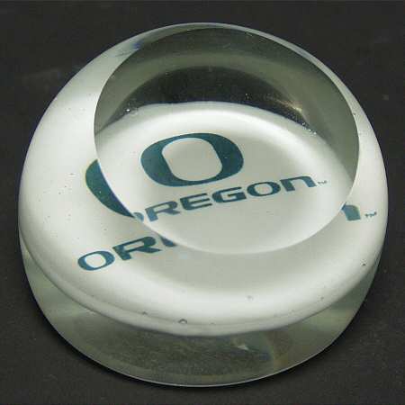 Collegiate Glass Paperweight University Of Oregon - Boxed