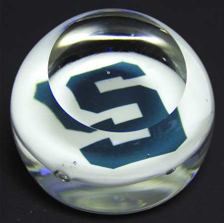 Collegiate Glass Paperweight Michigan State University - With Box