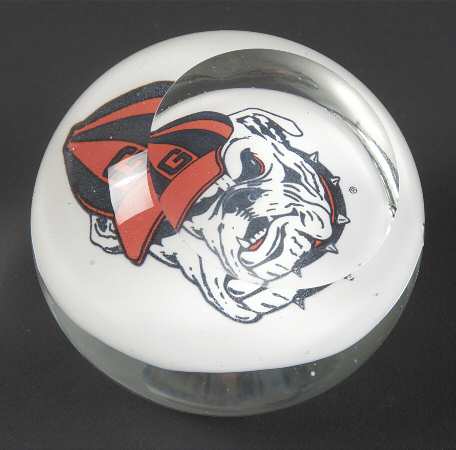 Collegiate Glass Paperweight University Of Georgia-2 - Boxed