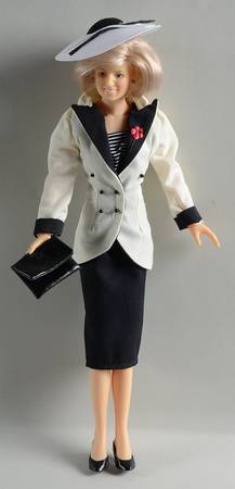 Danbury Mint Dolls Princess Diana In Black And White Suit - Boxed