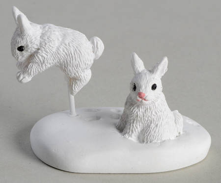 General Village Accessories White Christmas Bunnies - With Box Bx931
