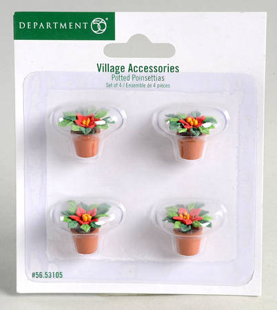 General Village Accessories Potted Poinsettias - With Box