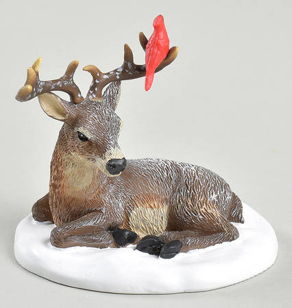 General Village Accessories Cardinal Christmas Deer - With Box Bx957