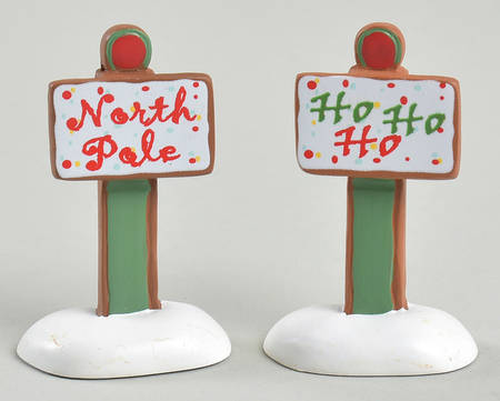 Gingerbread Lane - North Pole Gingerbread Christmas Signs - Boxed