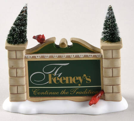 General Village Accessories Feeney's Village Sign & Bench - Boxed
