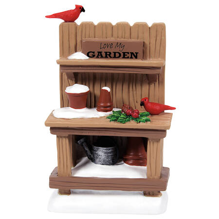 General Village Accessories Potter's Bench With Birdies-Cardinal - With Box Bx980
