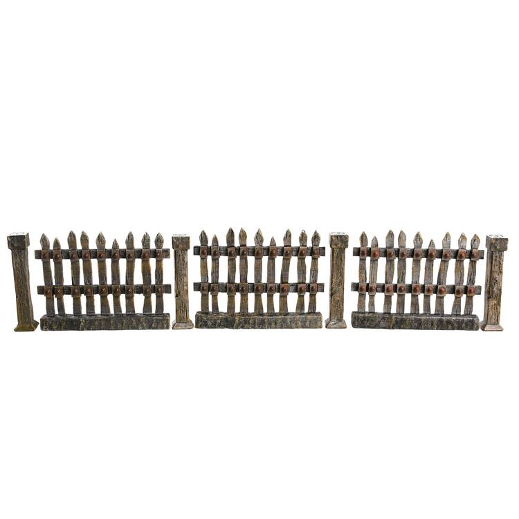 General Village Accessories Village Line Fence Set Of 7 - With Box Bx998