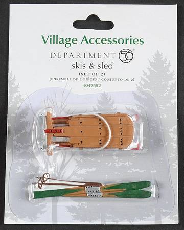 General Village Accessories Skis & Sled - With Box Bx782