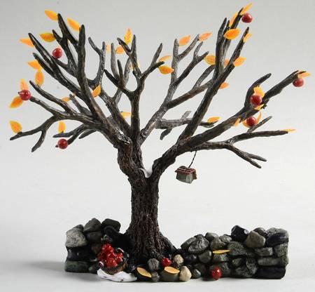 General Village Accessories Fieldstone Wall With Apple Tree - Boxed
