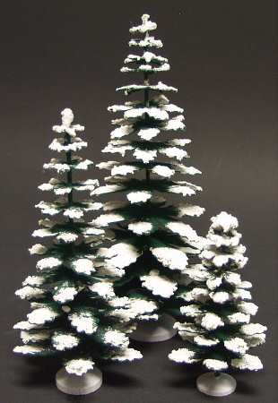 General Village Tree Accessories Frosted Evergreen Paper Mache-Set Of 3 - Boxed