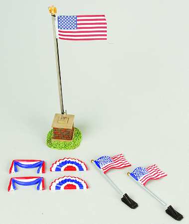 General Village Accessories American Flags-Set Of 7 - Boxed