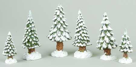 General Village Tree Accessories Snowy Evergreen Trees Small - Boxed