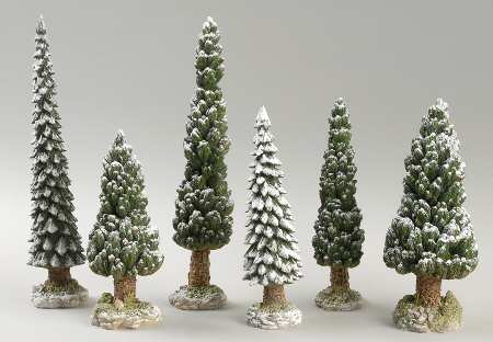 General Village Tree Accessories Snowy Evergreen Trees Medium - Boxed