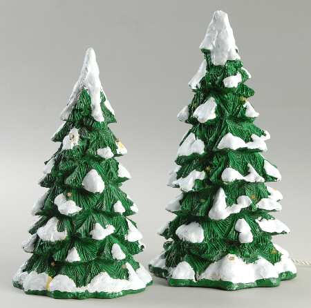General Village Tree Accessories Lighted Trees-Set Of 2 - Boxed