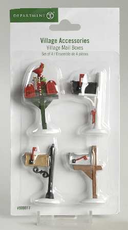 General Village Accessories Village Mail Boxes-Set Of 4 - Boxed