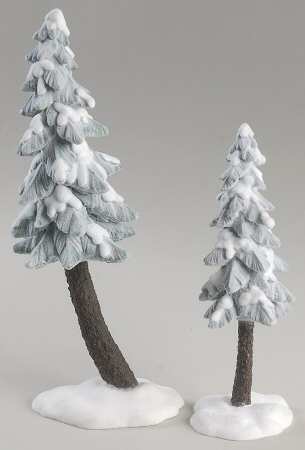General Village Tree Accessories Flocked Pine Trees-Set Of 2 - No Box by Department 56