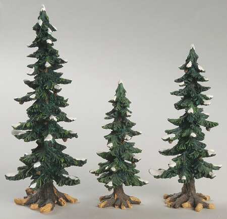 General Village Tree Accessories Winter Pine Trees W/ Pine Cones-Set Of 3 - No Box by Department 56