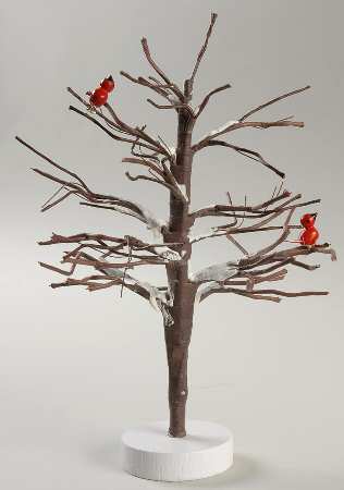 General Village Tree Accessories Winter Oak Tree With 2 Red Birds - Boxed
