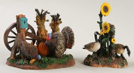 General Village Accessories Turkey & Geese In The Field - With Box Bx389