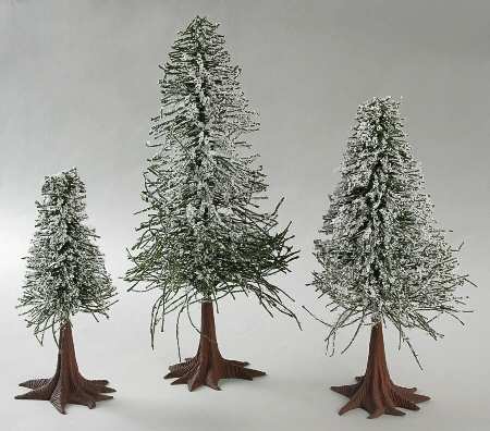 General Village Tree Accessories Frosted Norway Pines-Set Of 3 - Boxed