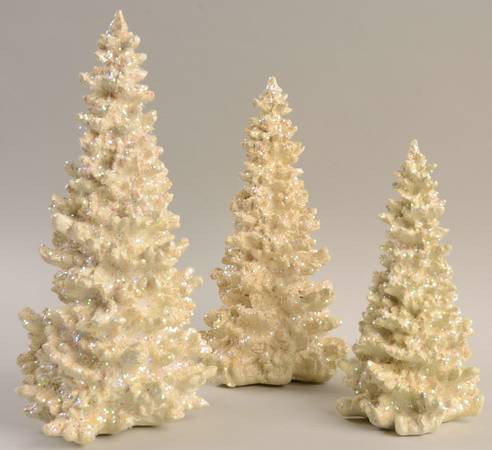 General Village Tree Accessories White Glitter Trees S/3 - No Box