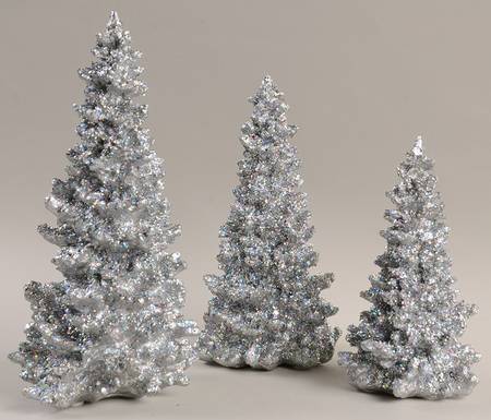 General Village Tree Accessories Silver Glitter Trees S/3 - No Box