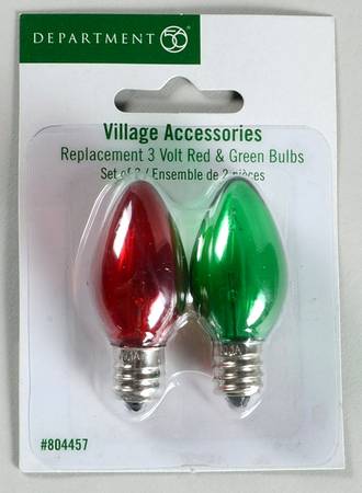 General Village Electrical Replacement 3 Volt Red & Green Bulbs - Boxed