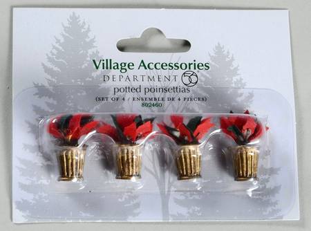 General Village Accessories Potted Poinsettias - Boxed