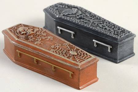 Snow Village Halloween Ghastly Coffins - Boxed