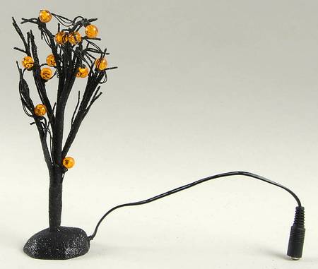 Snow Village Halloween Lighted Jack-O-Lantern Tree - Boxed