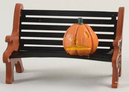 Snow Village Halloween Haunted Pumpkin Bench - Boxed
