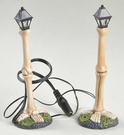 Snow Village Halloween Femur Bone Street Lights - With Box Bx642