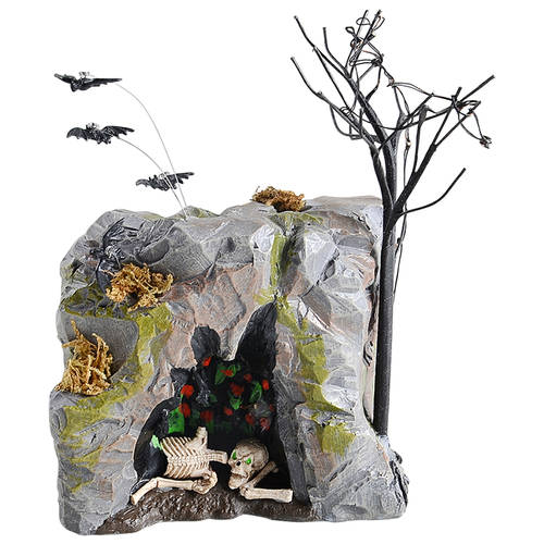 Snow Village Halloween Black Light Bat Cave - With Box