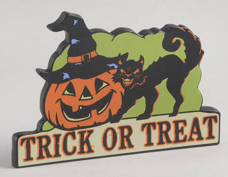 Snow Village Halloween Trick Or Treat Sign - With Box Bx689