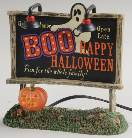 Snow Village Halloween Lit Ghost Billboard - With Box Bx687
