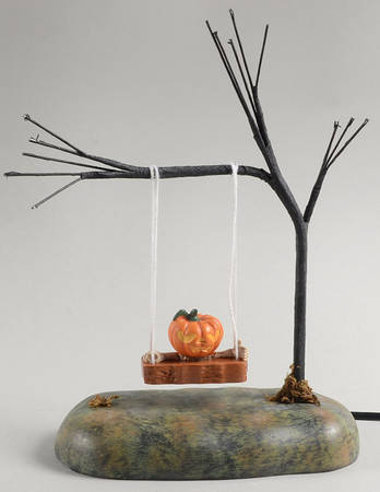 Snow Village Halloween Swinging Scary Gourd - With Box Bx684