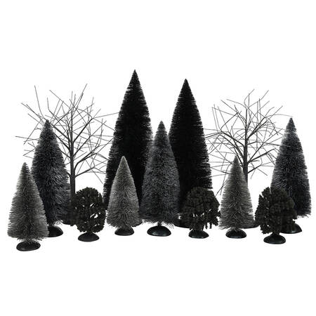 Snow Village Halloween Dark Forest Landscape Set Of 13 - With Box Bx760