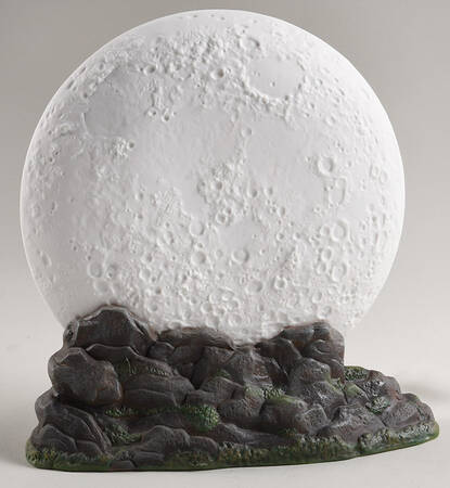 Snow Village Halloween Full Moon Lit Backdrop-Color Changing - With Box Bx755