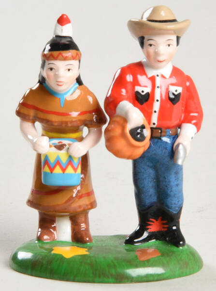 Snow Village Halloween Cowboy And Indian - No Box