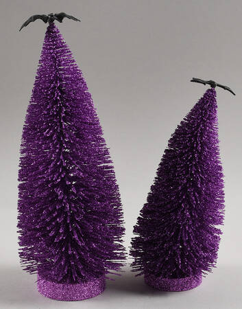 Snow Village Halloween Gone Batty Trees Set Of 2 - With Box Bx772