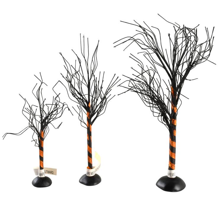 Snow Village Halloween Tricky Trees Set Of 3 - With Box Bx778