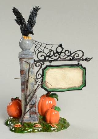 Snow Village Halloween Spooky  Village Sign - Boxed